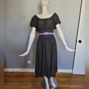 Unique Vintage Polka Dot Swing Dress, VGUC, Size 2X